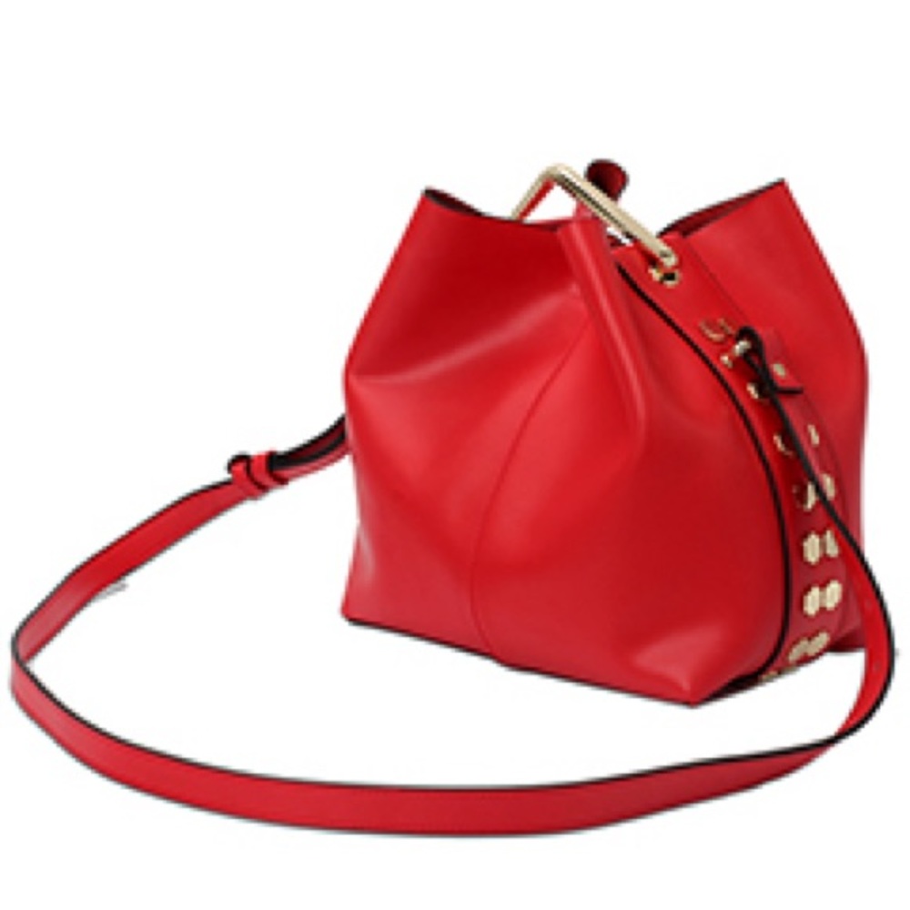 Red leather cross body bag